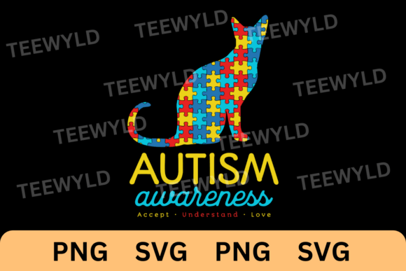 Autism Puzzle Pet Cat Graphic: A Heartfelt Design Asset