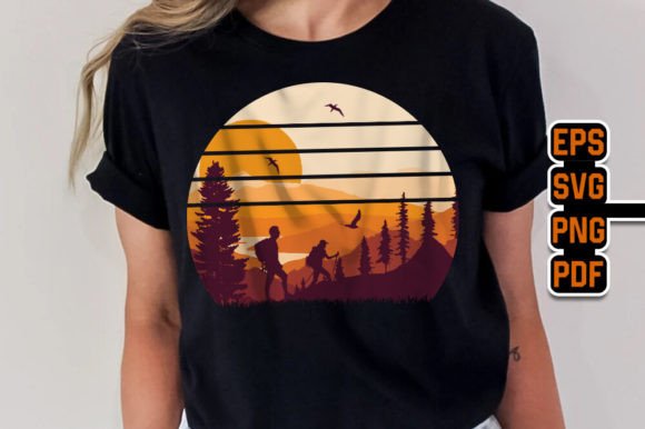 Embrace the Outdoors: Trendy Mountain Hiking Graphic T-Shirt Design